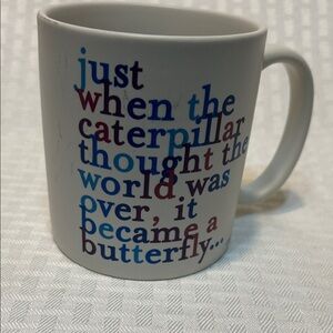 White Inspirational Butterfly Quote Ceramic Mug